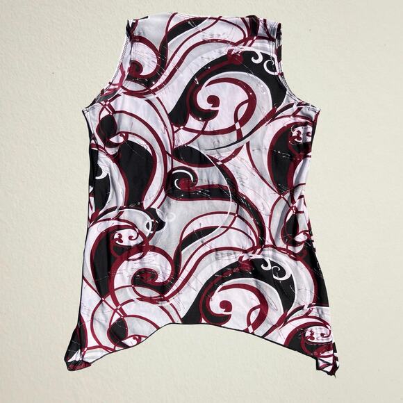 Swirl print babydoll tank top handkerchief hem groovy Y2K bohemian hippie 90s - Picture 2 of 6